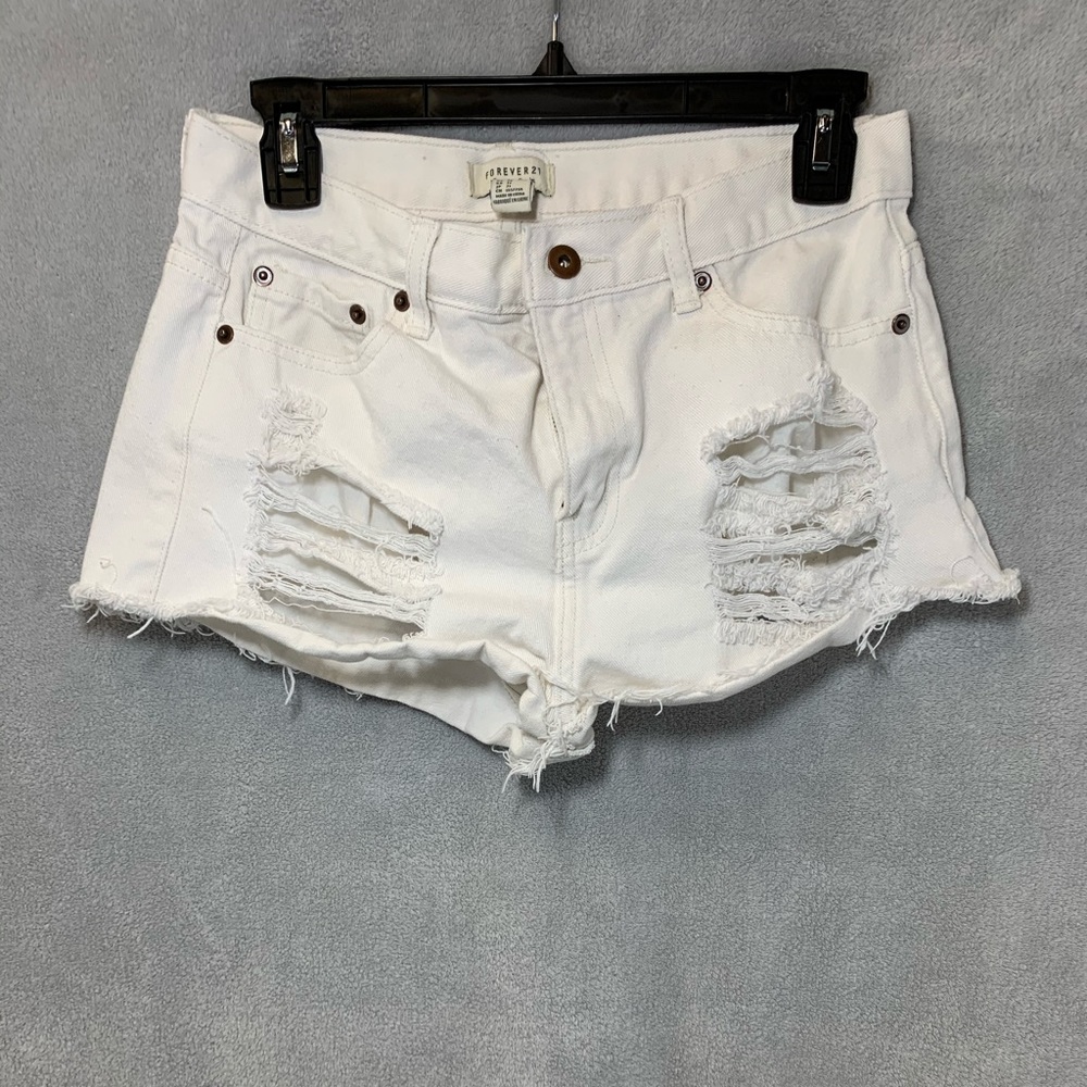Forever 21 White Jean Shorts